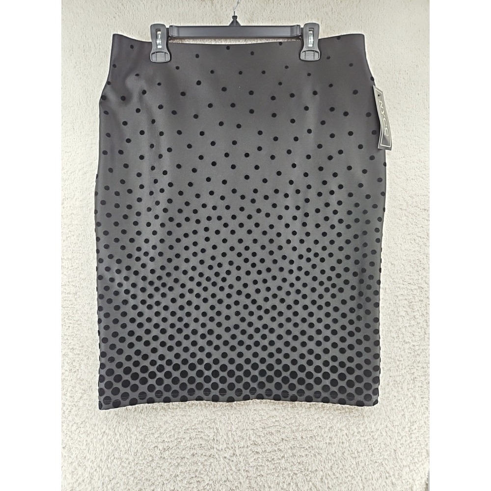 NWT NEW YORK CLOTHING CO. NYCC Large Black Skirt Poka Dot  Detailing